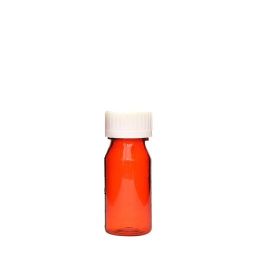 Amber Graduated Oval RX Bottles with CR Caps 1 oz