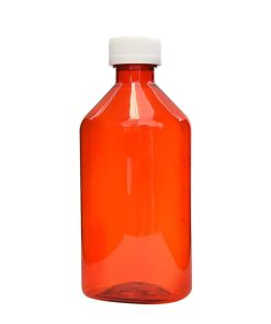 Amber Graduated Oval RX Bottles with CR Caps 12 oz