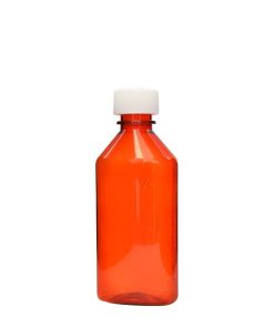 Amber Graduated Oval RX Bottles with CR Caps 6 oz
