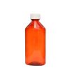 Amber Graduated Oval RX Bottles with CR Caps 8 oz
