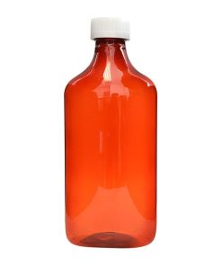 Amber Graduated Oval RX Bottles with CR Caps 16 oz
