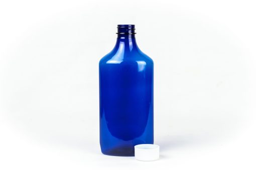 16 oz Blue Graduated Oval RX Bottles with Child-Resistant Caps