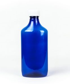 Blue Graduated Oval RX Bottles with Child-Resistant Caps 16 oz