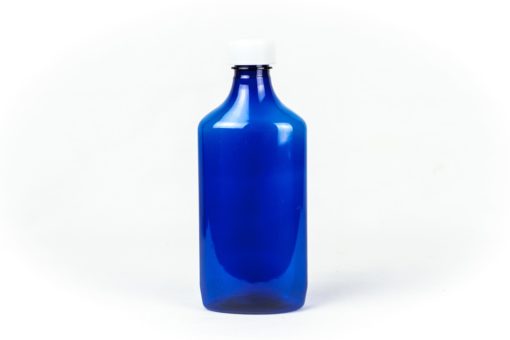 Blue Graduated Oval RX Bottles with Child-Resistant Caps 16 oz