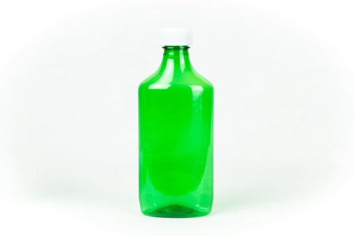Green Graduated Oval RX Bottles with Child-Resistant Caps 16 oz