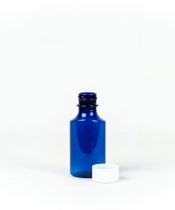 2oz Blue Graduated Oval RX Bottles with Child-Resistant Caps