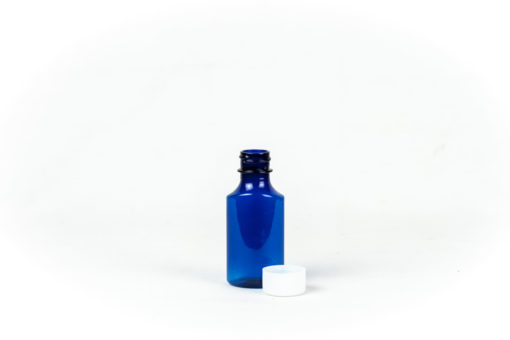2oz Blue Graduated Oval RX Bottles with Child-Resistant Caps