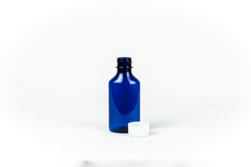 3oz Blue Graduated Oval RX Bottles with Child-Resistant Caps