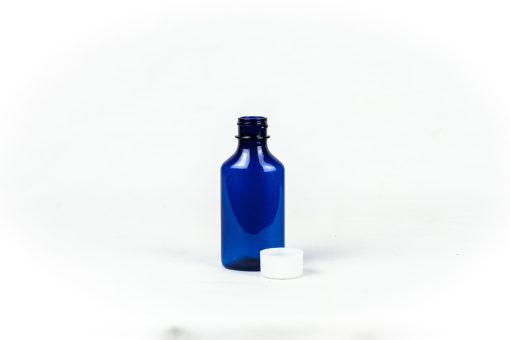 3oz Blue Graduated Oval RX Bottles with Child-Resistant Caps