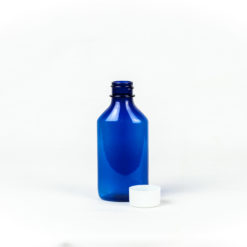 4oz Blue Graduated Oval RX Bottles with Child-Resistant Caps