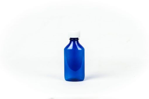 Blue Graduated Oval RX Bottles with Child-Resistant Caps 4 oz