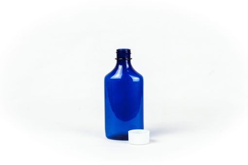 6oz Blue Graduated Oval RX Bottles with Child-Resistant Caps