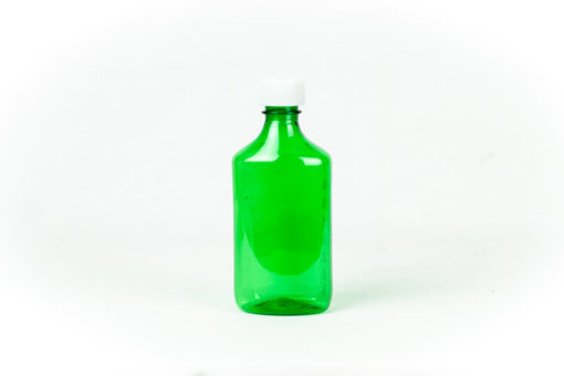 Green Graduated Oval RX Bottles with Child-Resistant Caps 8 oz