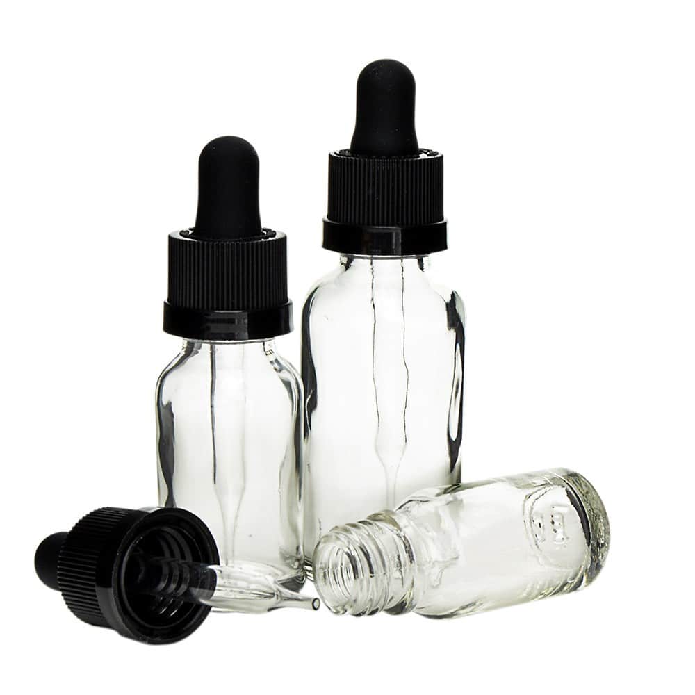 Glass Clear CR Dropper Bottles 10ml - 240 Bottles / Case 4 glass dropper clear 10ml 1 1 1 2