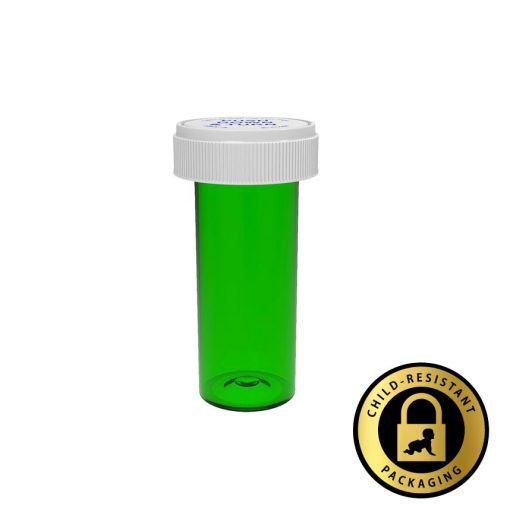 Green Reversible Vials with Dual Purpose Caps 16 Dram