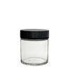 Child Resistant Clear Glass Jar w/ Black Caps 3 oz