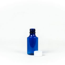 1oz Blue Graduated Oval RX Bottles with Child-Resistant Caps