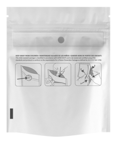 White Dymapak Child Resistant ASTM Bags 1 Gram