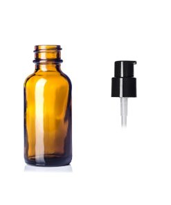 Amber Glass Boston Bottle w/ Treatment Pump 1 oz