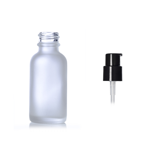 Clear Frosted Glass Boston Bottle w/ Treatment Pump 1 oz