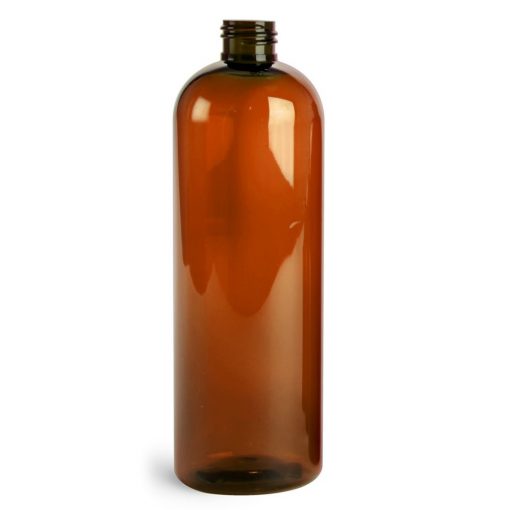 16oz PET Cosmo Round Bottles Plastic Amber