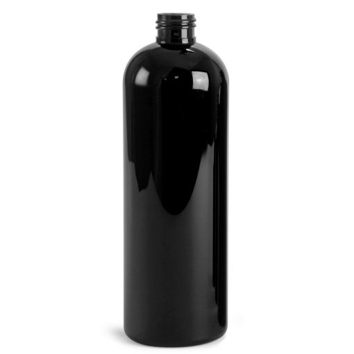16oz PET Cosmo Round Bottles Plastic Black