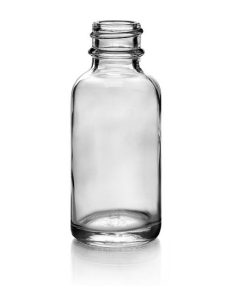 1oz Clear Boston Round Glass Bottle 20/400 (360 Bottles/Case)