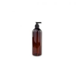 16 oz Amber Plastic Bottle w/ Black Pump Top