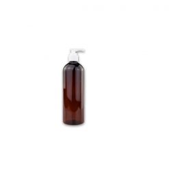 16 oz Amber Plastic Bottle w/ White Pump Top