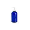 16 oz Blue Boston Round Plastic Bottle w/ White Pump Top