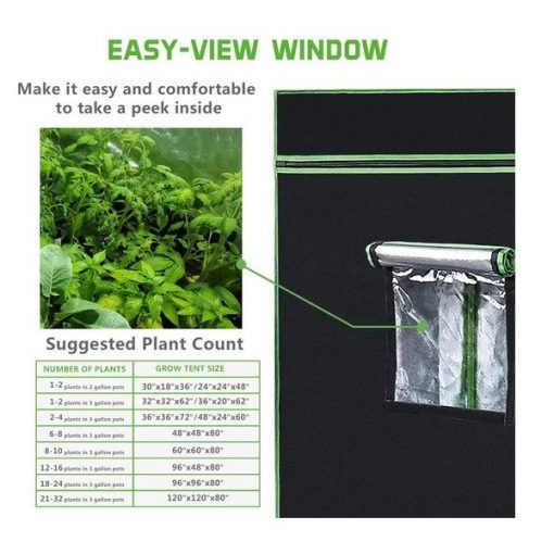 mylar hydroponic grow tent with observation window and floor tray for indoor plant growing 11