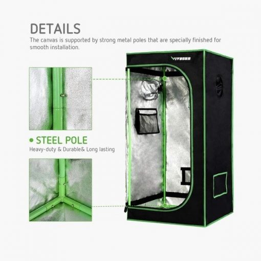 mylar hydroponic grow tent with observation window and floor tray for indoor plant growing 12