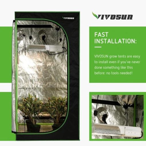 mylar hydroponic grow tent with observation window and floor tray for indoor plant growing 14