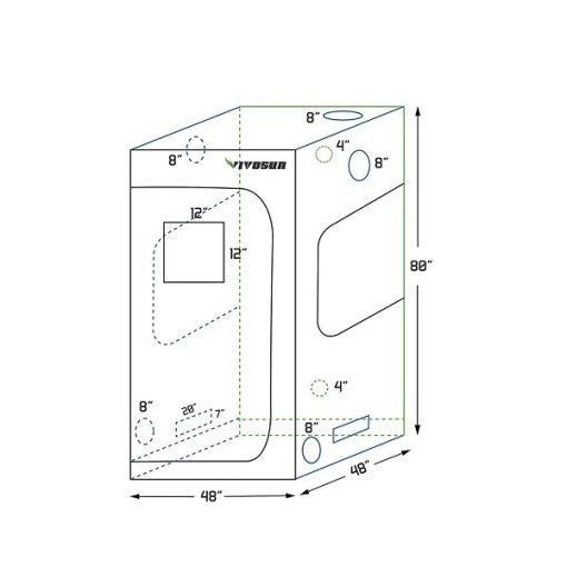 mylar hydroponic grow tent with observation window and floor tray for indoor plant growing 2