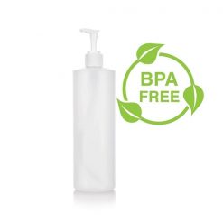 Natural Clear Plastic Squeeze Bottle with White Lotion Pump - 16 oz / 500 ml