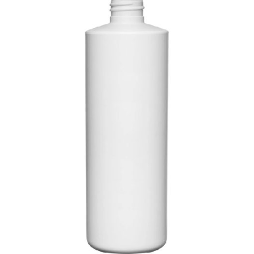 16 oz. White HDPE Plastic Cylinder Bottle, 28mm 28-410