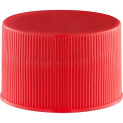 28mm 28-410 Red Ribbed (Matte Top) Plastic Cap w/Foam Liner (3-ply)