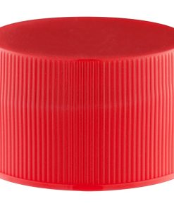 28mm 28-410 Red Ribbed (Matte Top) Plastic Cap w/Foam Liner (3-ply)