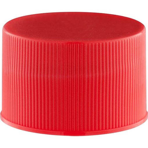 28mm 28-410 Red Ribbed (Matte Top) Plastic Cap w/Foam Liner (3-ply)