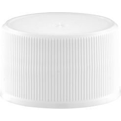 28mm 28-410 White Ribbed (Matte Top) Plastic Cap w/Foam Liner (3-ply)