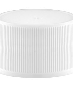 28mm 28-410 White Ribbed (Matte Top) Plastic Cap w/Foam Liner (3-ply)