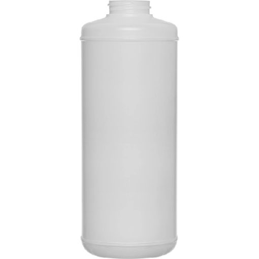 32 oz. Fluorinated Natural HDPE Plastic Cylinder Bottle, 38mm 38-400