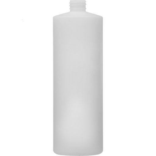 32 oz. Fluorinated Natural HDPE Plastic Cylinder Bottle, 28mm 28-410