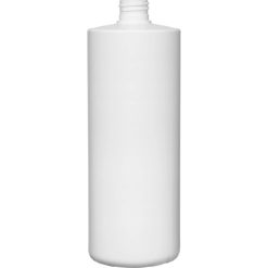 32 oz. White HDPE Plastic Cylinder Bottle, 28mm 28-410