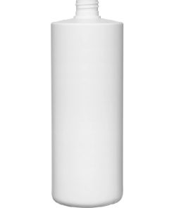 32 oz. White HDPE Plastic Cylinder Bottle, 28mm 28-410
