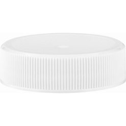 38mm 38-400 White Ribbed (Matte Top) Plastic Cap, Unlined