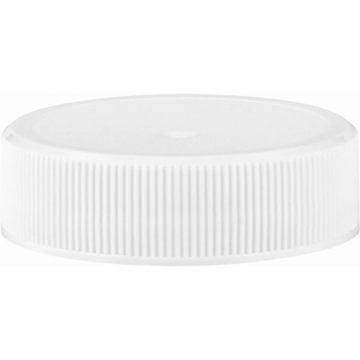 38mm 38-400 White Ribbed (Matte Top) Plastic Cap, Unlined
