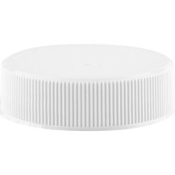 38mm 38-400 White Ribbed (Matte Top) Plastic Cap w/F217 & Pressure Sensitive Liner