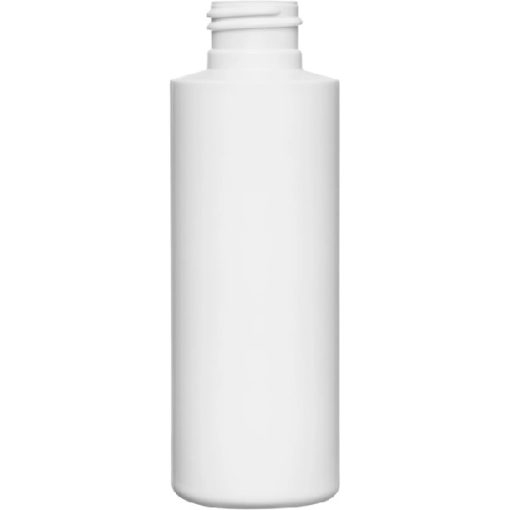 4 oz. White HDPE Plastic Cylinder Bottle, 24mm 24-410