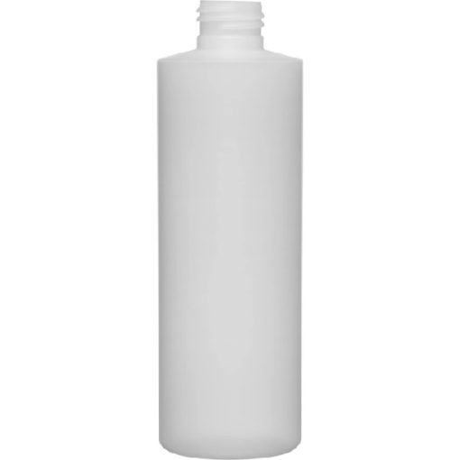 8 oz. Fluorinated Natural HDPE Plastic Cylinder Bottle, 24mm 24-410